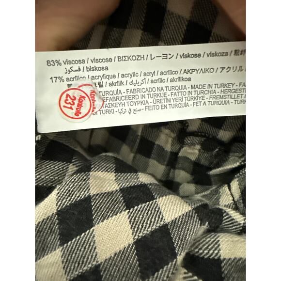 Zara Gingham Plaid Button Front Tier Layered Mini Dress Black Size XS - Picture 10 of 10